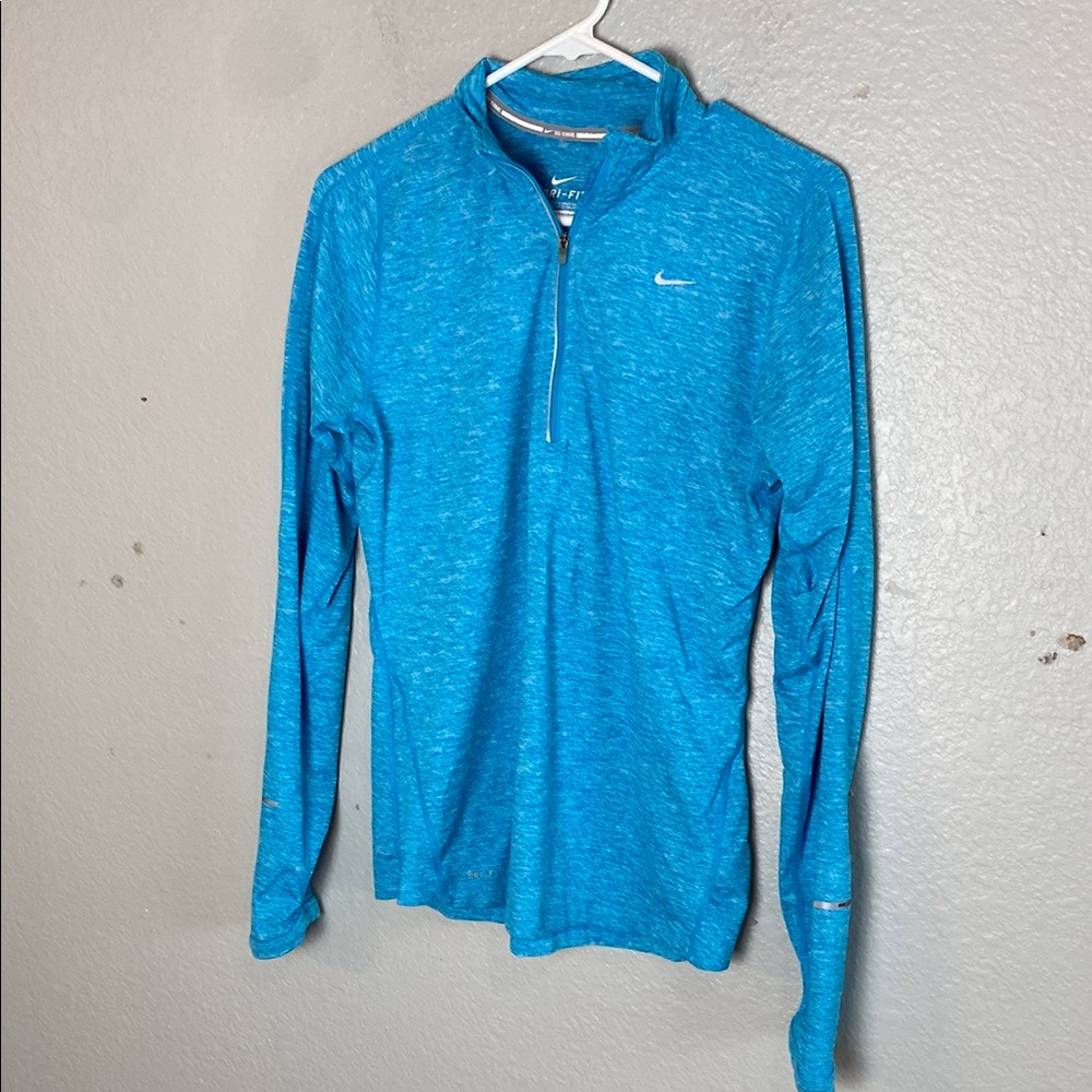 Nike Teal Long Sleeve Quarter-Zip Top size medium